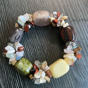 Multi-Color Natural-big Stone Stretch Bracelet